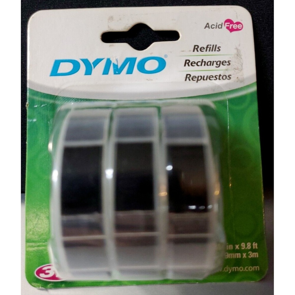 DYMO 3D Embosser Tape 3 Roll Pack Embossing Labels Refill Black‎ 1741670